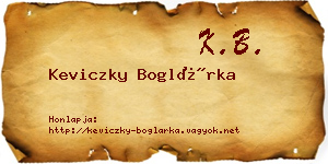 Keviczky Boglárka névjegykártya